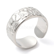 304 Stainless Steel Textured Open Cuff Ring for Women, Stainless Steel Color, Inner Diameter: 17mm(RJEW-I098-26P)