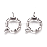304 Stainless Steel Spring Ring Clasps, Flat Round, Stainless Steel Color, 23~24x17x3mm, Hole: 3mm(STAS-P234-47P)