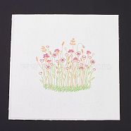 DIY Embroidery Fabric with Eliminable Pattern, Embroidery Cloth, Square, Flower Pattern, 28x27.6x0.05cm(DIY-P032-C02)