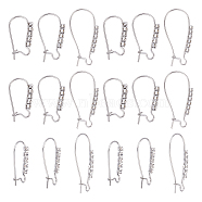 18Pcs 3 Style 304 Stainless Steel Hoop Earrings Findings Kidney Ear Wires, with Clear Cubic Zirconia, Stainless Steel Color, 20~33x12~16x2mm, Pin: 0.7mm, 6pcs/style(STAS-UN0038-20)