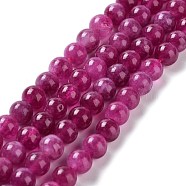 Dyed Natural Malaysia Jade Beads Strands, Round, Camellia, 6mm, Hole: 1mm, about 31pcs/strand, 7.48 inch(19cm)(G-G021-02A-03)