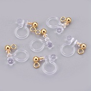 Stainless Steel Clip On Earring Findings, with Plastic, Real 18K Gold Plated, 12x10.5x3mm, Hole: 1.8mm(X-STAS-P207-02G)