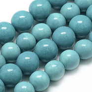 Synthetic Ocean White Jade Beads Strands, Dyed, Round, Dark Turquoise, 8~9mm, Hole: 1mm, about 48pcs/strand, 16.3 inch(G-S254-8mm-B02)