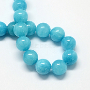 Natural Dyed Yellow Jade Gemstone Bead Strands, Round, Dodger Blue, 10mm, Hole: 1mm, about 40pcs/strand, 15.7 inch(G-R271-10mm-Y05)