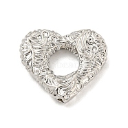 Alloy Pendants, Patterned Heart, Silver, 18x20x4mm, Hole: 1.5mm(PALLOY-R144-01P)