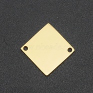201 Stainless Steel Links Connectors, Laser Cut, Rhombus, Golden, 16x16x1mm, Hole: 1.4mm, Diagonal Length: 16mm, Side Length: 11.5mm.(STAS-N090-LA155)