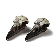 Crow Raven Bird Skull Resin Home Display Decoration, Black, 60x28x21mm, Hole: 4mm(RESI-A018-01A)