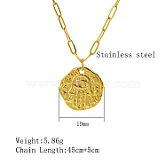 304 Stainless Steel Pendant Necklaces, Hamsa Hand with Eye, Real 18K Gold Plated, 17.72 inch(45cm)(QZ6999-5)
