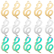 DICOSMETIC 24Pcs 3 Colors 304 Stainless Steel Pendants, Snake, Mixed Color, 29.5x13.5x1.5mm, Hole: 2mm, 8pcs/color(STAS-DC0010-53)