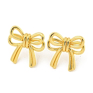 Rack Plating Brass Bowknot Stud Earrings, Long-Lasting Plated, Lead Free & Cadmium Free, Real 18K Gold Plated, 21x22mm(EJEW-M247-16G)