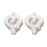 Valentine's Day Opaque Acrylic Pendants, Heart Charms, White, 27x22x8mm, Hole: 2.8mm, about 305pcs/500g.(SACR-L007-042D)
