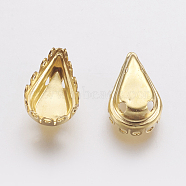 Thin Teardrop Brass Sew on Prong Settings, Claw Settings for Pointed Back Rhinestone, Golden, Tray: 13x8mm(KK-E727-02G-8x13mm)