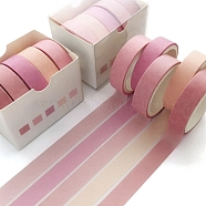 5 Roll 5 style Paper Decorative Adhesive Tapes, for DIY Scrapbooking, Pink, 10x1mm, about 3m/roll, 1 roll/style, 5 roll/set(X-TAPE-D001-01A)