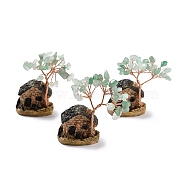 Resin & Natural Green Aventurine Model Ornament, House & Trees, Reiki Spiritual Energy Tree, for Desk Home Decoration, 37~52x31~33x67~70mm(DJEW-Z001-01D)