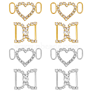 8Pcs 4 Style Brass Crystal Rhinestone Shoe Decoration, Shoe Buckles for DIY Loafer Shoes, Heart & D Shape, Golden & Silver, 19x32.5x3mm, Hole: 10x4mm & 22x22x4.5mm, Hole: 15x6mm, 2pcs/style(FIND-HY0003-22)