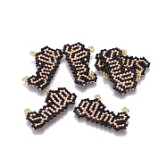 MIYUKI & TOHO Handmade Japanese Seed Beads Pendants, Loom Pattern, Word Smile, Peru, 18~19x31~32x1.7mm, Hole: 1.2mm(SEED-A029-HE09)