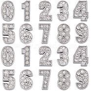 50POcs 10 Styles Alloy Rhinestone Slide Charms, Number, 11.5~12x5~8.5x4.5~5mm, Hole: 8x1.8mm, 5pcs/style(FIND-SC0009-79)