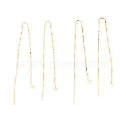 925 Sterling Silver Ear Thread, Ball Drop Long Chain Tassel Dangle Stud Earrings for Women, Real 18K Gold Plated, 100mm, Pin: 0.7mm(STER-P047-10G)