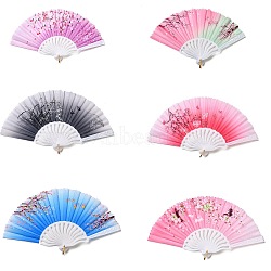 Oriental Fan, With Cloth, Fan, Mixed Color, 420x240mm(PSF004-M)