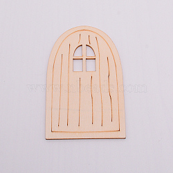 Wood Cabochons, for DIY Jewelry Making, Door, BurlyWood, 99.5x62.5x2mm(WOOD-WH0104-27)