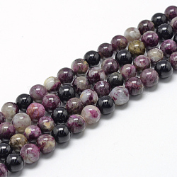 Natural Tourmaline Beads Strands, Grade AB, Round, 8~9mm, Hole: 1mm, about 45~48pcs/strand, 15.7 inch(X-G-R446-8mm-02)