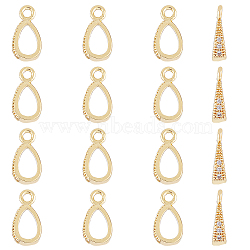 Brass Pave Clear Cubic Zirconia Pendants, Nickel Free, Hollow, Teardrop, Real 14K Gold Plated, 11.5x6x3mm, Hole: 1.6mm, 16pcs/box(KK-HY0002-79)