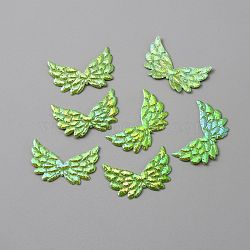 Non-Woven Fabric Ornament Accessories, Iridescent Embossed Angel Wing, Lime, 22x35x0.7mm(DIY-WH0043-30H)