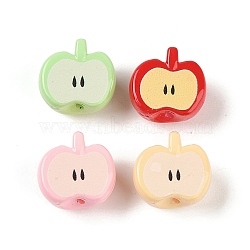 Opaque Acrylic Beads, Half of Apple, Mixed Color, 16x17.5x11mm, Hole: 1.6mm(OACR-Z020-07)