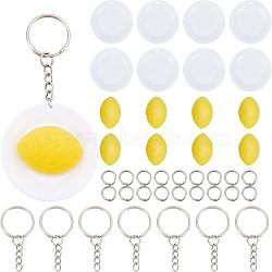 Olycraft DIY Imitation Omurice Keychain Making Kits, Including PVC & ABS Plastic Pretending Prop Decorations, Iron Split Key Rings, Mixed Color, 38Pcs/box(DIY-OC0009-36)