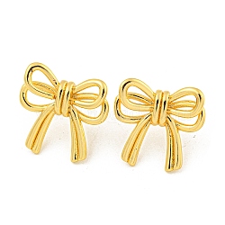 Rack Plating Brass Bowknot Stud Earrings, Long-Lasting Plated, Lead Free & Cadmium Free, Real 18K Gold Plated, 21x22mm(EJEW-M247-16G)