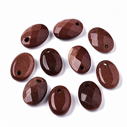 Synthetic Goldstone Pendants, Oval, 18x13x6~7mm, Hole: 2.5mm(G-S364-075)