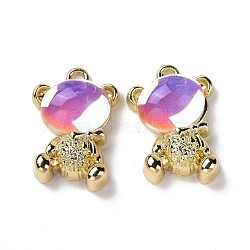 Alloy Pendants, with Resin Cabochons, Bear, Golden, 19x13x6mm, Hole: 1.6mm(PALLOY-D006-03G)