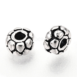 925 Sterling Silver Beads, Textured Rondelle, Antique Silver, 5x2.5mm, Hole: 1.6mm(STER-T007-67AS)