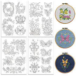 4 Sheets 11.6x8.2 Inch Stick and Stitch Embroidery Patterns, Non-woven Fabrics Water Soluble Embroidery Stabilizers, Butterfly, 297x210mmm(DIY-WH0455-196)