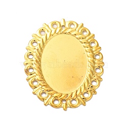 Iron Cabochon Connector Settings, Etched Metal Embellishments, Oval, Golden, Tray: 24x18mm, 37.5x31x1mm, Hole: 1.4mm(FIND-B020-27G)