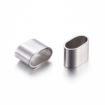 304 Stainless Steel Slide Charms, Oval, Stainless Steel Color, 8.5x12x7mm, Hole: 5x10.5mm