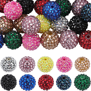 40Pcs 10 Style Round Resin Rhinestone Graduated Beads, with UV Plating Acrylic Round Beads Inside, Chunky Bubblegum Ball Beads, Mixed Color, 18~20mm, Hole: 2~2.5mm, 4Pcs/style