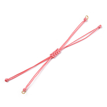 Korean Waxed Polyester Cord Braided Bracelets, with Iron Jump Rings, for Adjustable Link Bracelet Making, Pink, Single Cord Length: 5-1/2 inch(14cm)