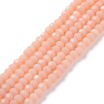Glass Beads Strands, Imitation Jade, Faceted, Rondelle, Navajo White, 2.5x1.5mm, Hole: 0.5mm, about 193~198pcs/strand, 12.6 inch(33cm)