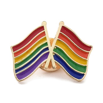 Pride Rainbow Theme Enamel Pins, Light Gold Alloy Badge for Backpack Clothes, Colorful, Flag, 19.5x27.5x1.5mm