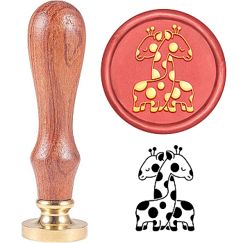 Brass Wax Seal Stamp with Handle, for DIY Scrapbooking, Giraffe Pattern, 3.5x1.18 inch(8.9x3cm)