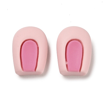 Cute Opaque Resin Cabochons, Cartoon Rabbit' s Ears, Pink, 17x12.5x6.5mm