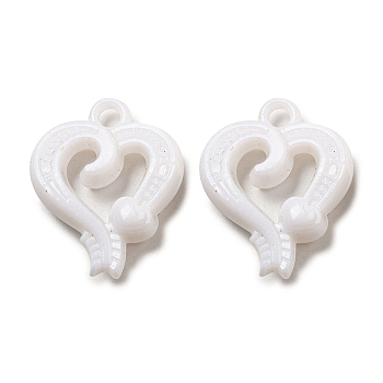 Valentine's Day Opaque Acrylic Pendants, Heart Charms, White, 27x22x8mm, Hole: 2.8mm, about 305pcs/500g.
