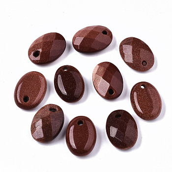Synthetic Goldstone Pendants, Oval, 18x13x6~7mm, Hole: 2.5mm
