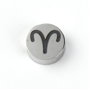 304 Stainless Steel Beads, Twelve, Stainless Steel Color Constellations, Aries, 8x3mm, Hole: 2mm