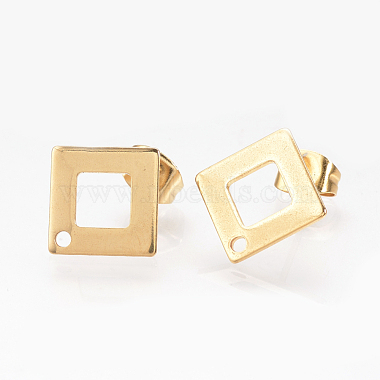 Golden Rhombus 304 Stainless Steel Stud Earring Findings