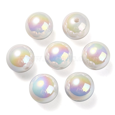 UV Plating Rainbow Iridescent Acrylic Beads(PACR-E001-04I)-2