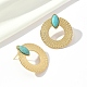 201 Boucles d'oreilles en forme de donut en acier inoxydable avec oeil de cheval turquoise synthétique(EJEW-D084-12G)-2