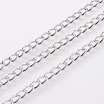 Tarnish Resistant 304 Stainless Steel Curb Chains, with Spool, Unwelded, Stainless Steel Color, 6x4x2mm, about 32.8 Feet(10m)/roll(CHS-F003-13P)