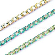 Ion Plating(IP) 304 Stainless Steel Curb Chains, Twisted Chain, Unwelded, with Spool, Rainbow Color, 6x4x1mm, 32.8 Feet(10m)/roll(STAS-H146-01MC)